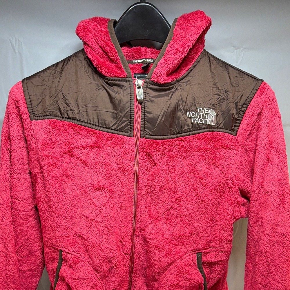 The North Face Women Suave Oso Fleece Hoodie Jacket Pink Brown S Small Full Zip
